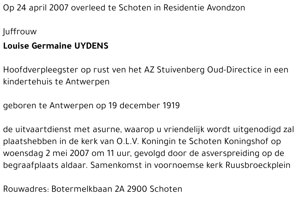 Louise Germaine UYDENS