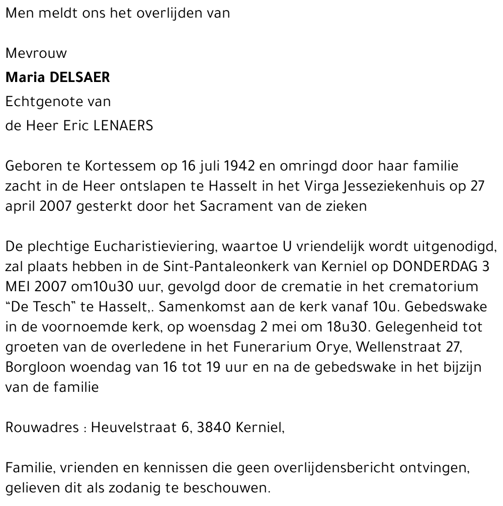 Maria DELSAER