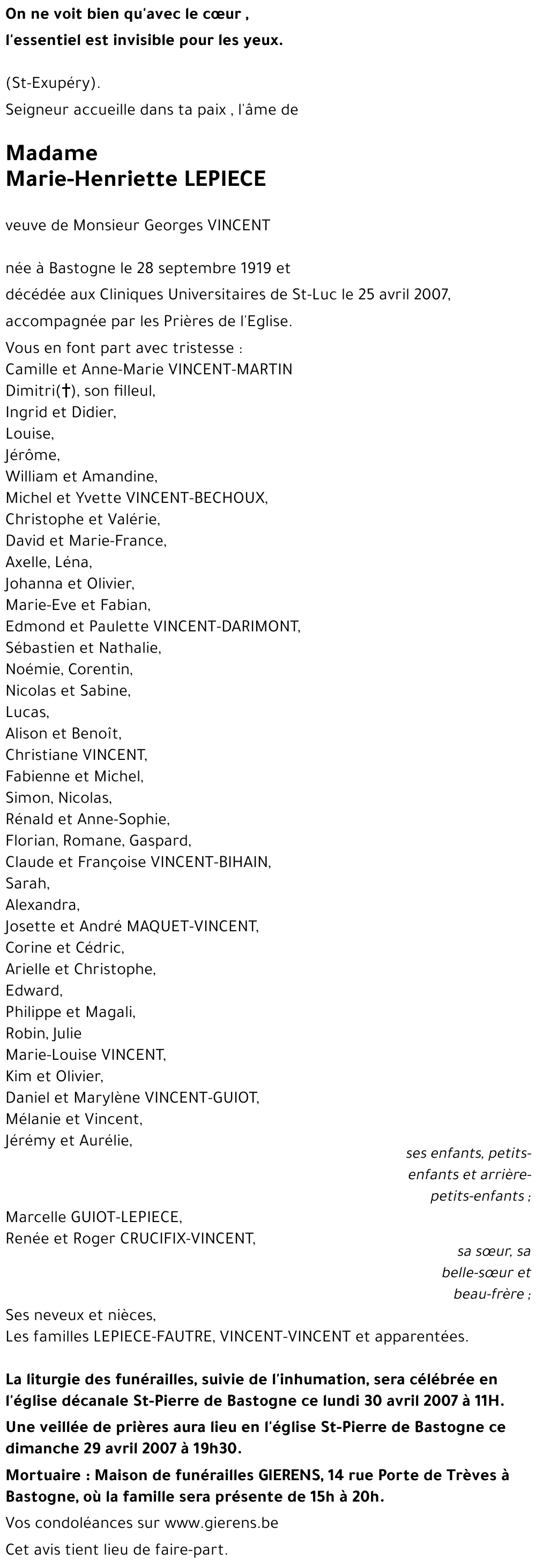 Marie-Henriette LEPIECE