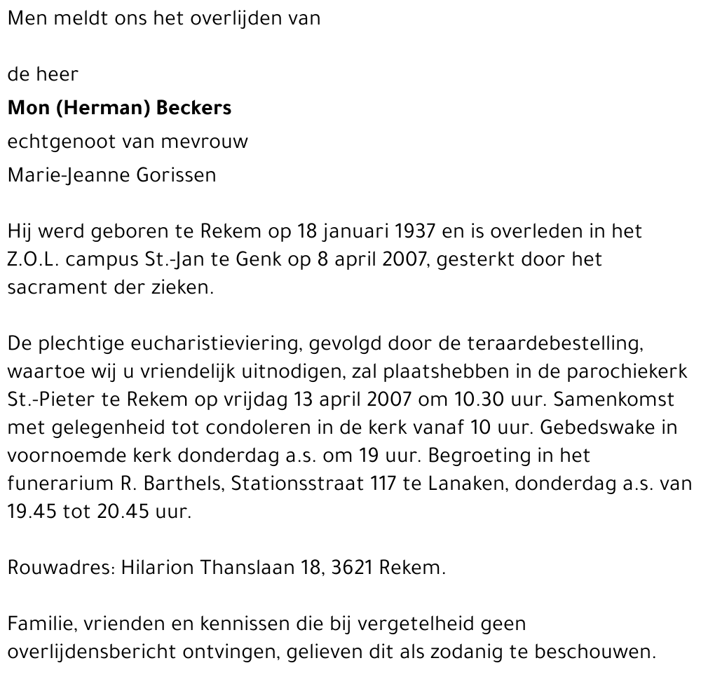 Mon (Herman) Beckers