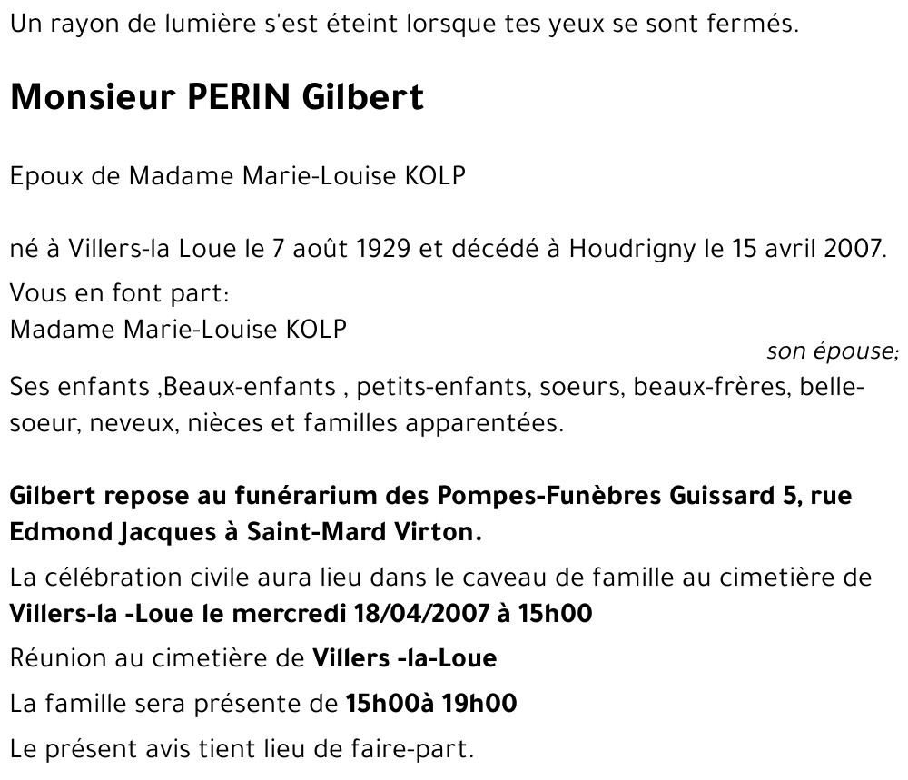 PERIN Gilbert