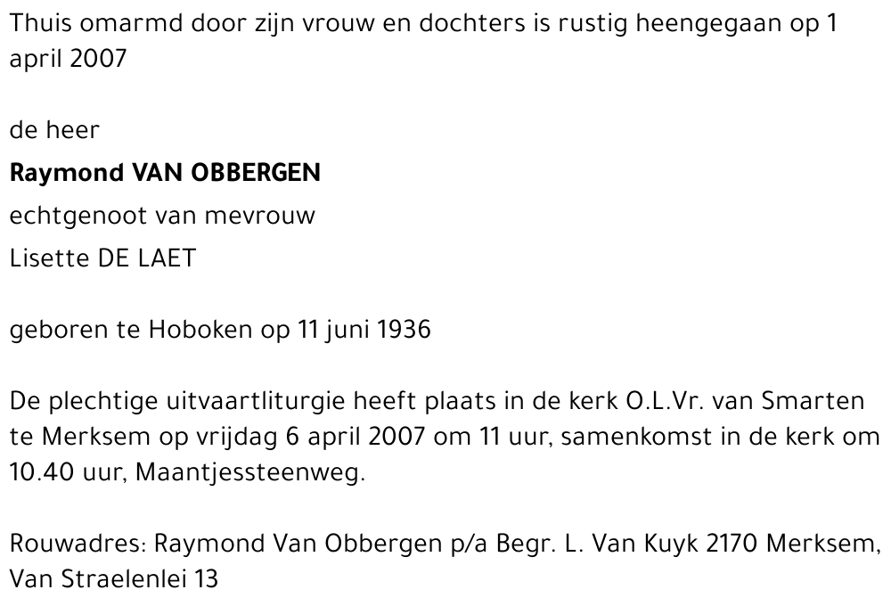 Raymond VAN OBBERGEN