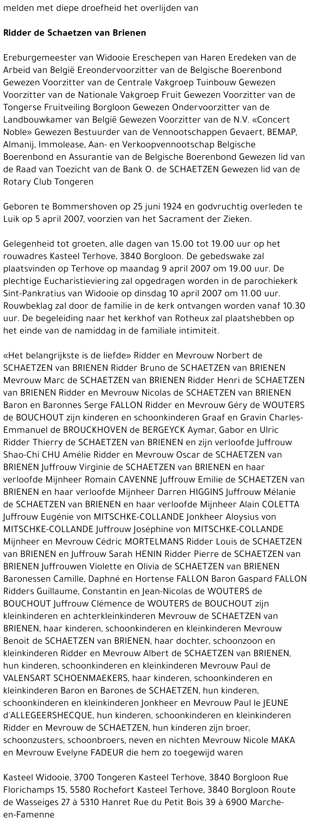 Ridder Stanislas Charles Marie Ghislain de Schaetzen van Brienen