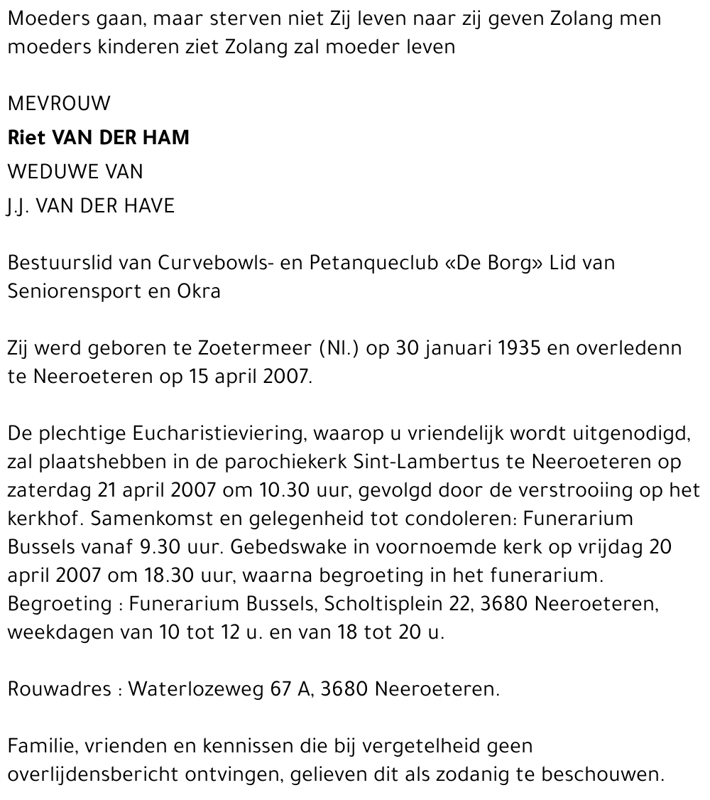 Riet van der Ham