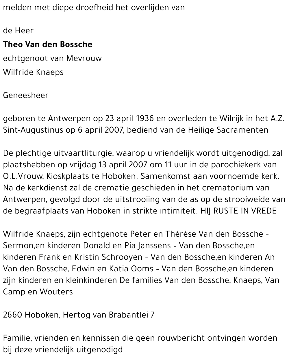 Theo VAn den Bossche