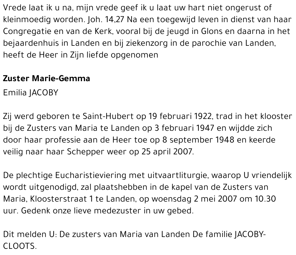 Zuster Marie-Gemma Jacoby