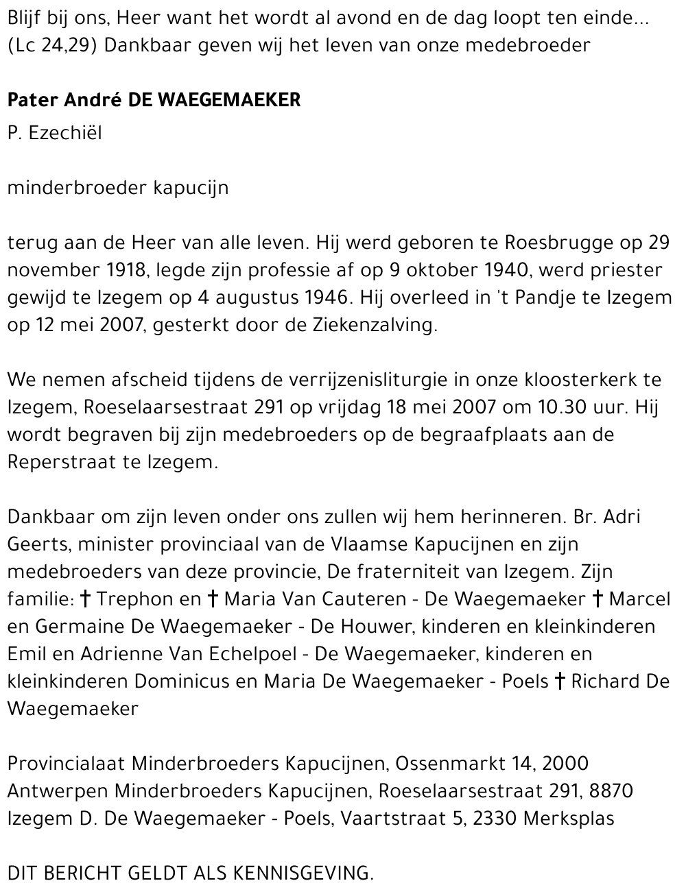 André De Waegemaeker