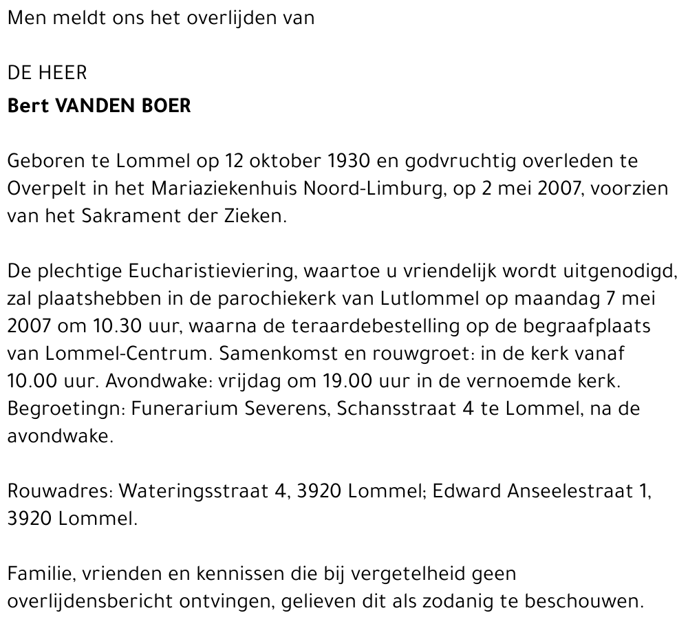 Bert Vanden Boer