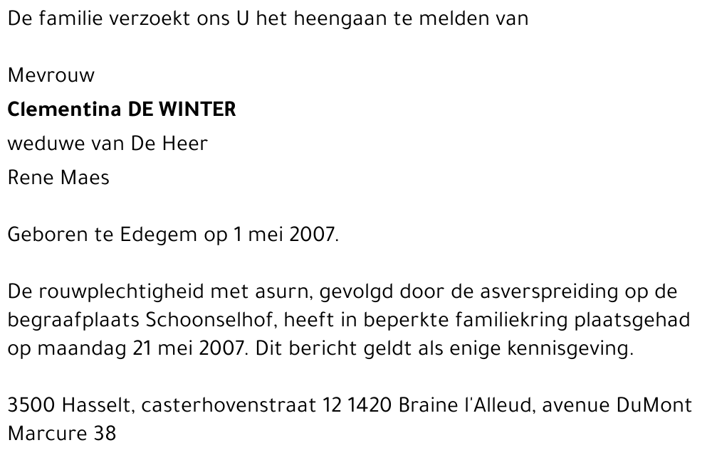 Clementina De Winter