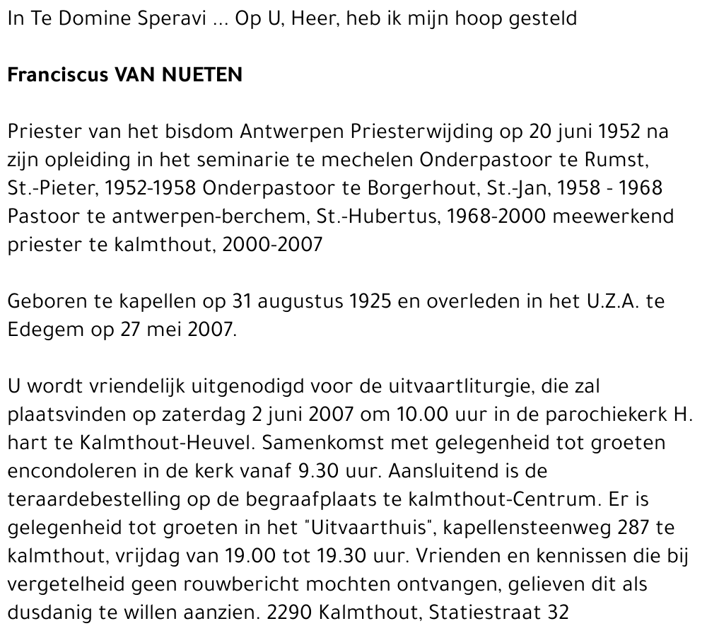 Franciscus VAN NUETEN