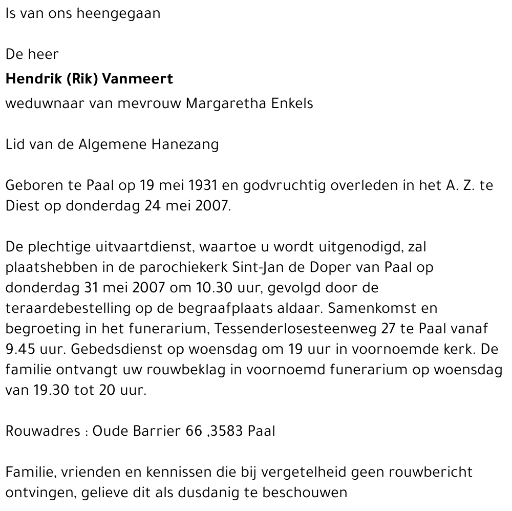 Hendrik (Rik) Vanmeert