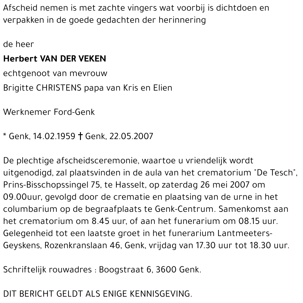 Herbert VAN DER VEKEN