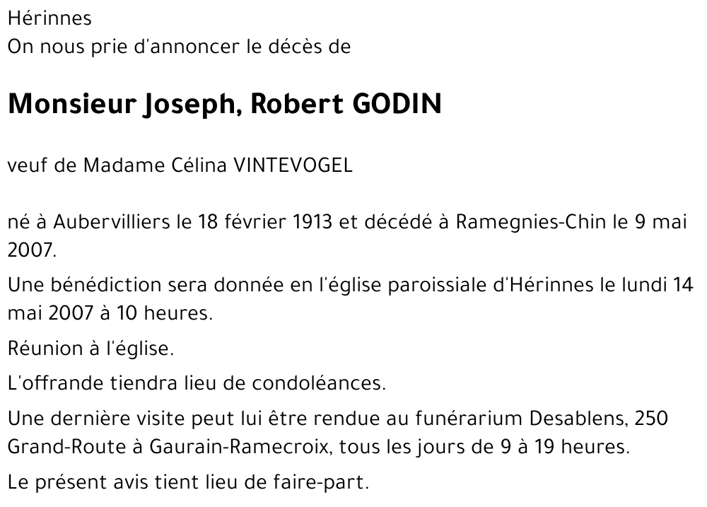 Joseph, Robert GODIN