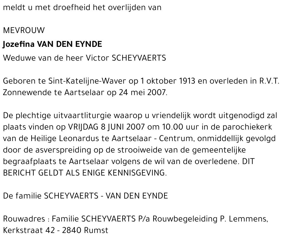 JOZEFINA VAN  DEN  EYNDE