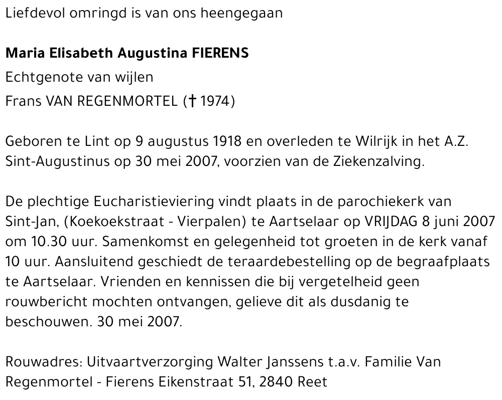 Maria elisabeth Augustina Fierens