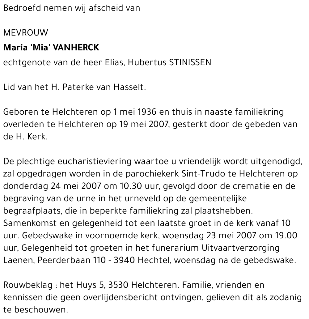 Maria 'Mia' Vanherck