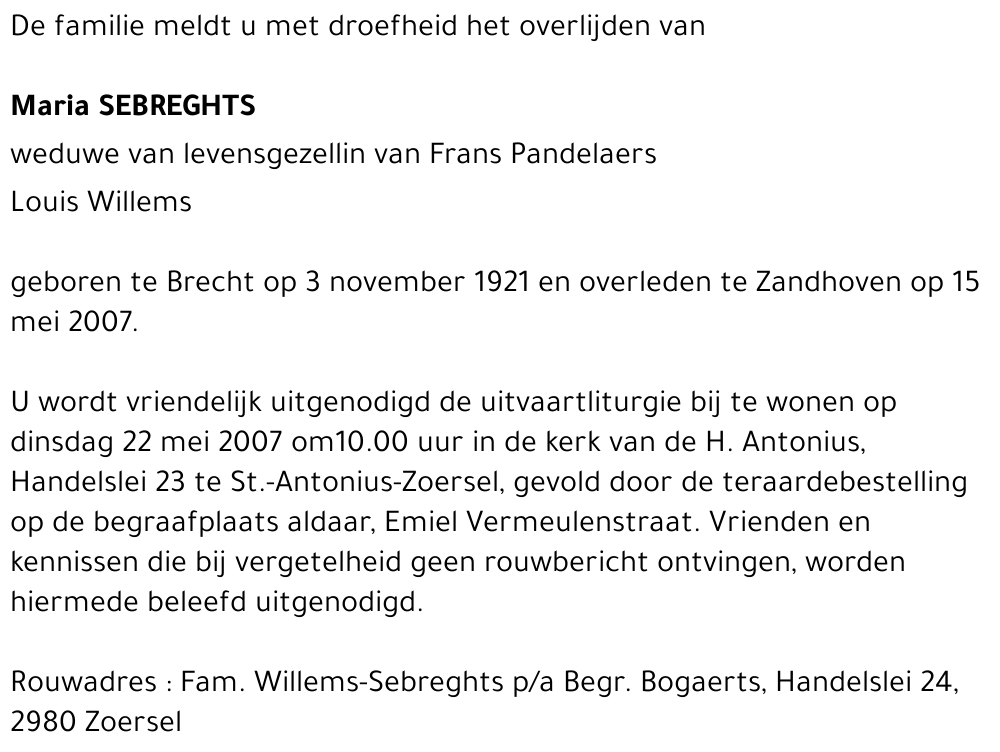 Maria SEBREGHTS