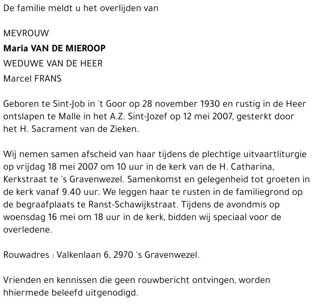 Maria Van de Mieroop