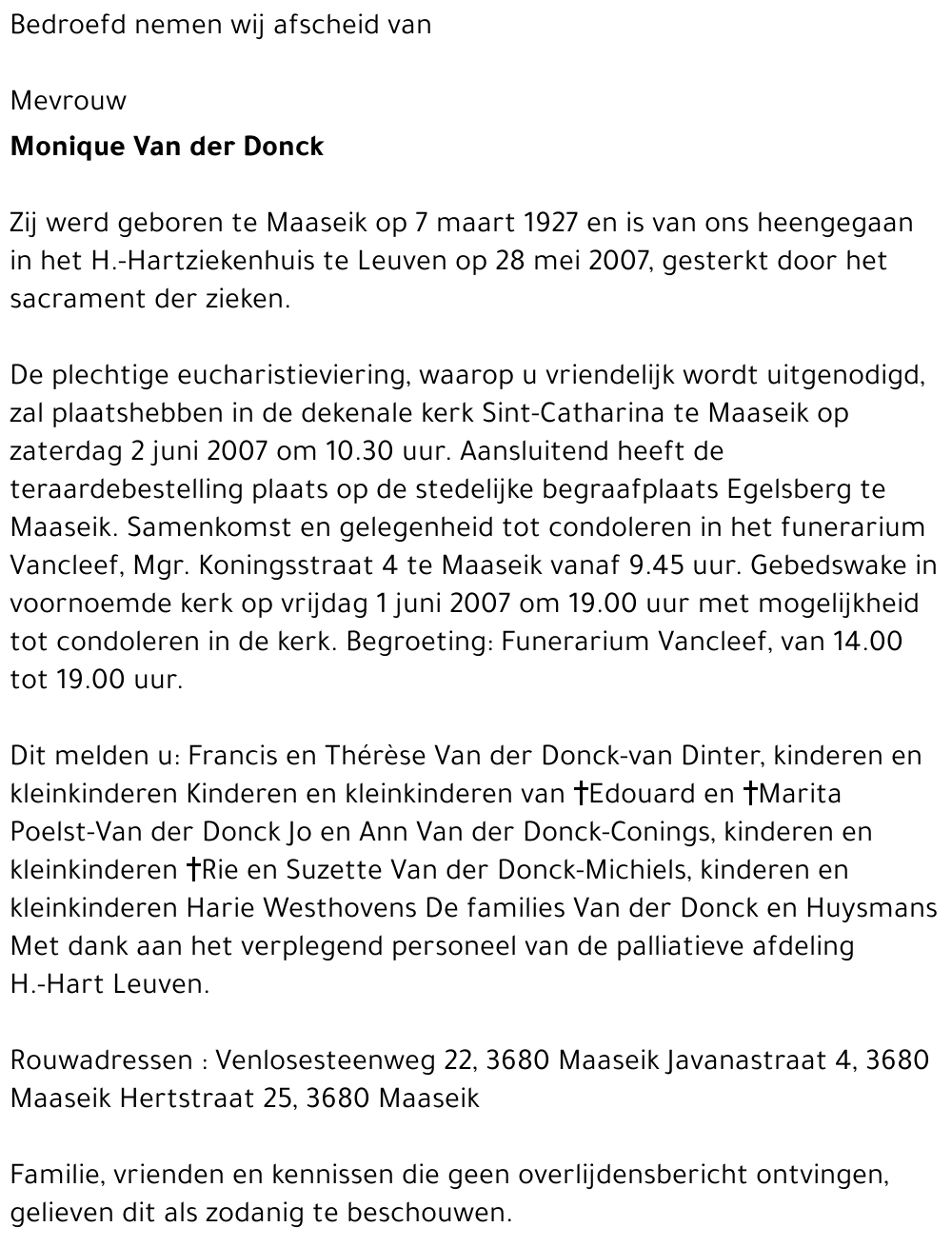 Monique Van der Donck