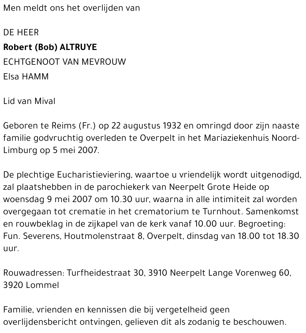 Robert (Bob) Altruye