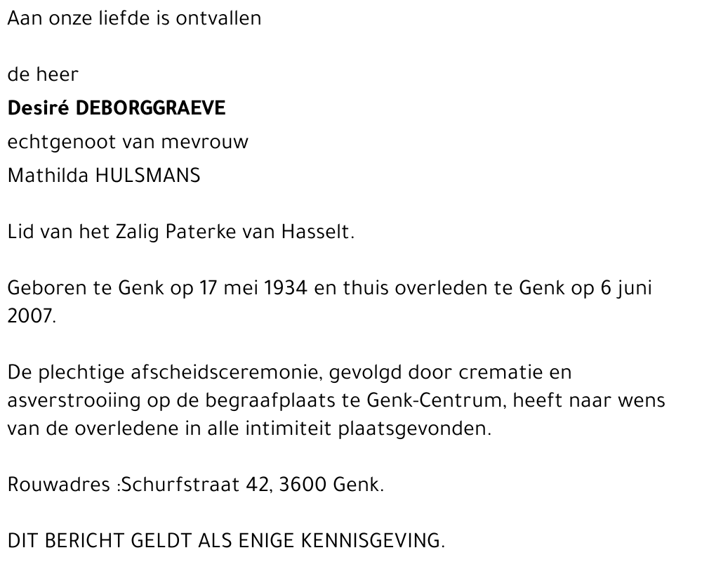 Desiré DEBORGGRAEVE