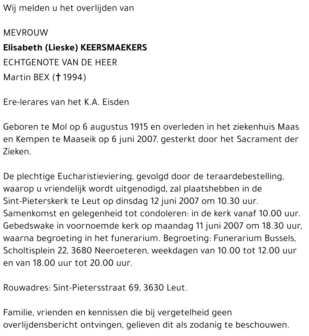 Elisabeth (Lieske) Keersmaekers