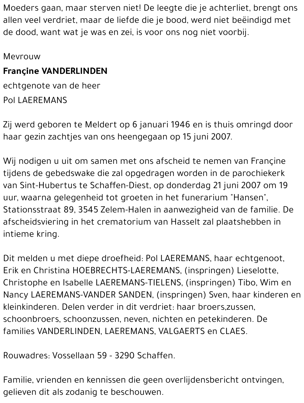 Françine VANDERLINDEN