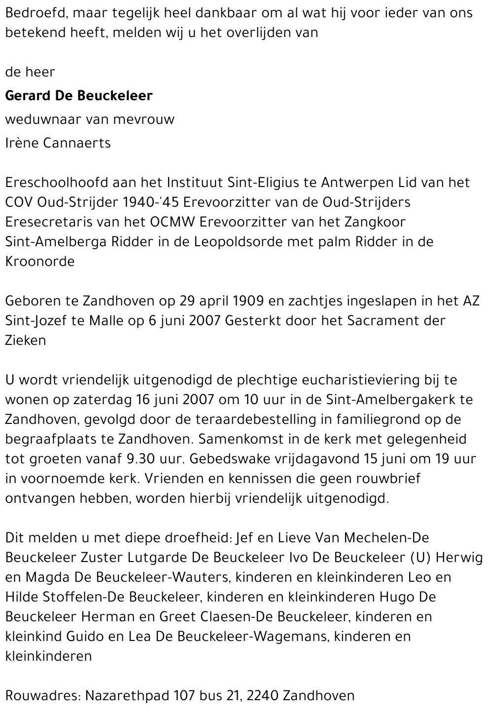 Gerard De Beuckeleer