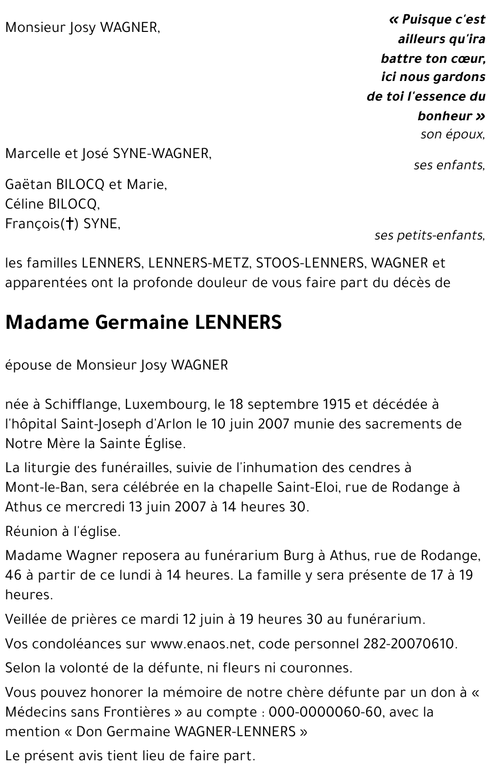 Germaine LENNERS