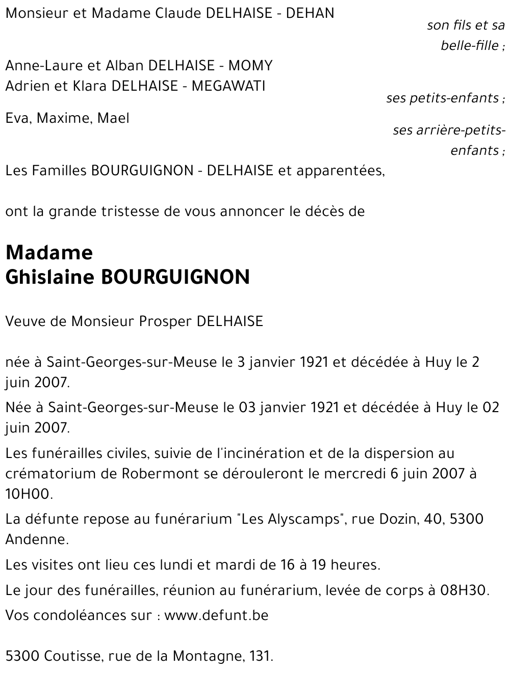 Ghislaine BOURGUIGNON