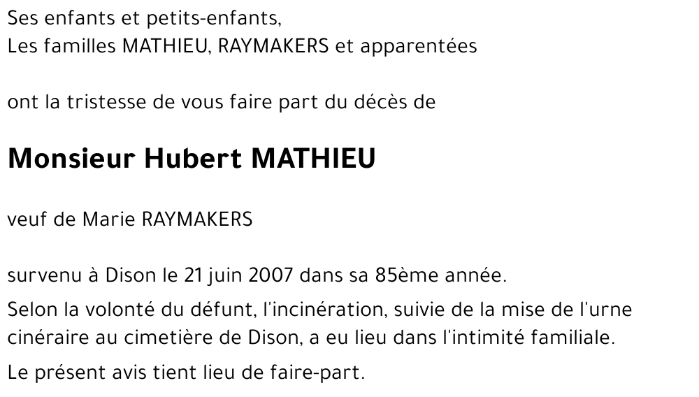 Hubert MATHIEU