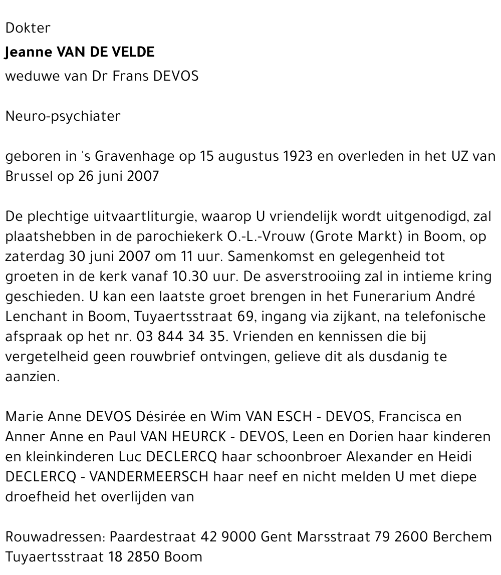 Jeanne van de Velde