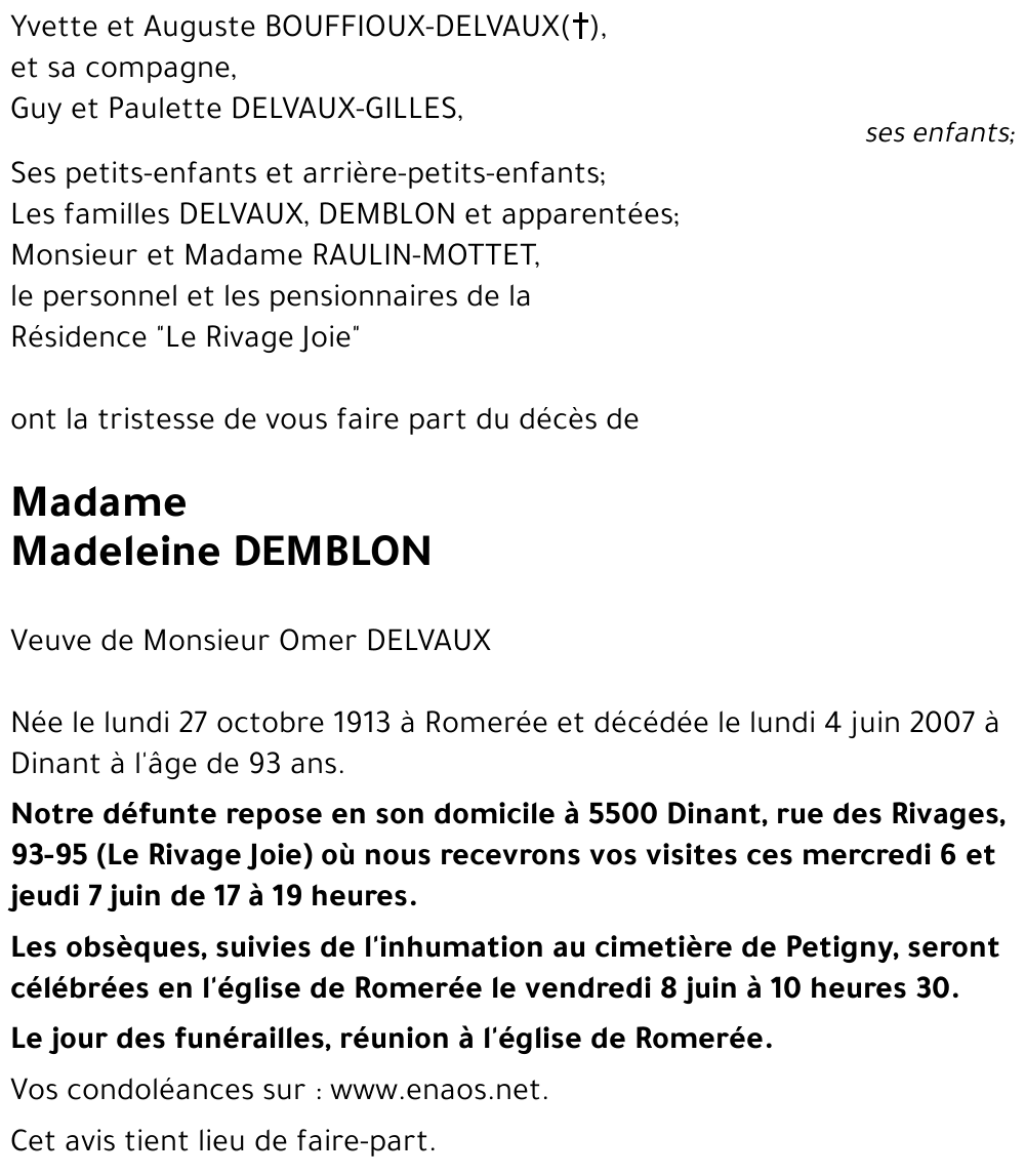 Madeleine DEMBLON