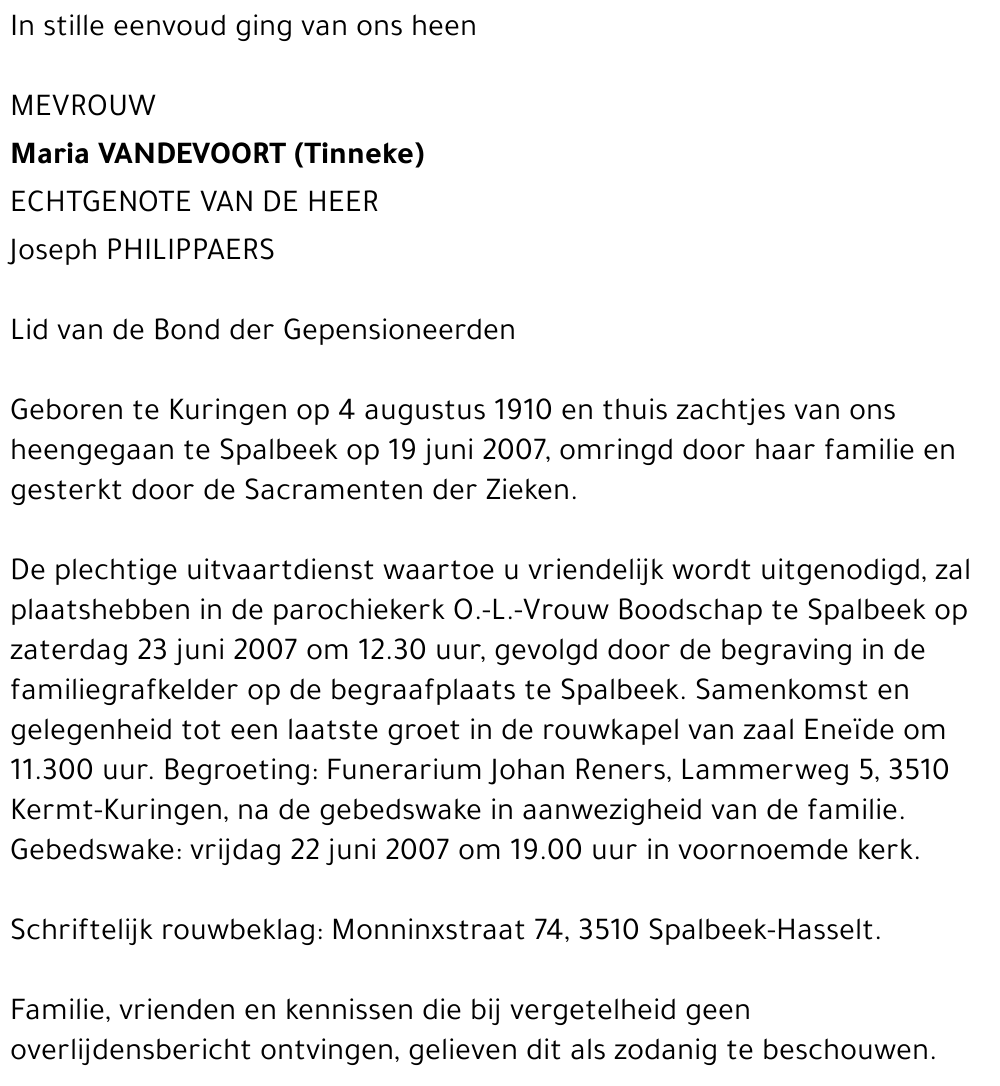 Maria (Tinneke) Vandevoort