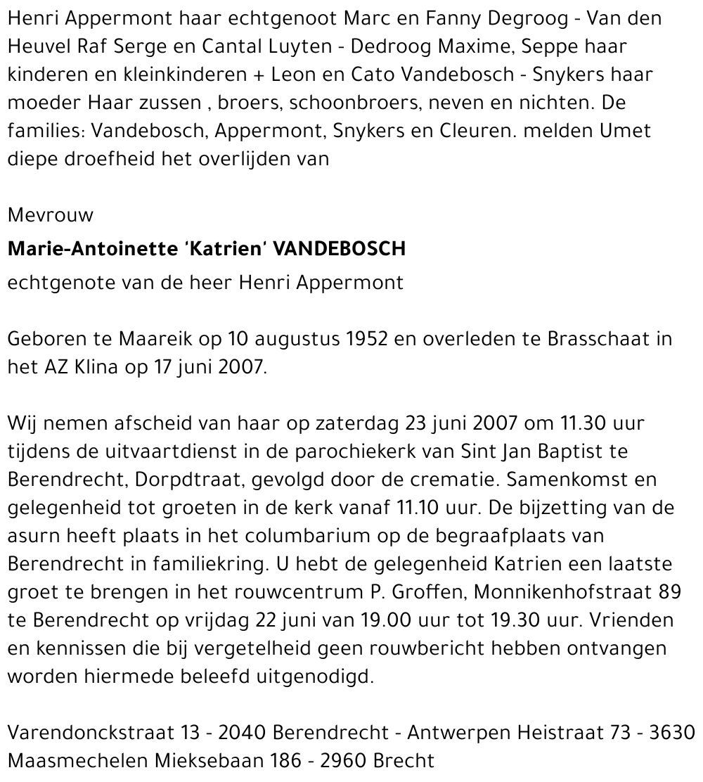 Marie-Antoinette 'Katrien' Vandebosch