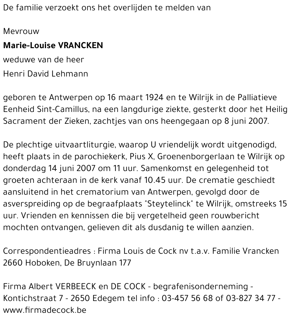 Marie-Louise VRANCKEN