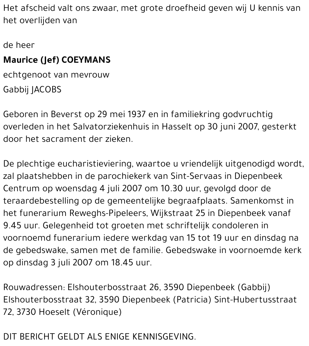 Maurice (Jef) Coeymans