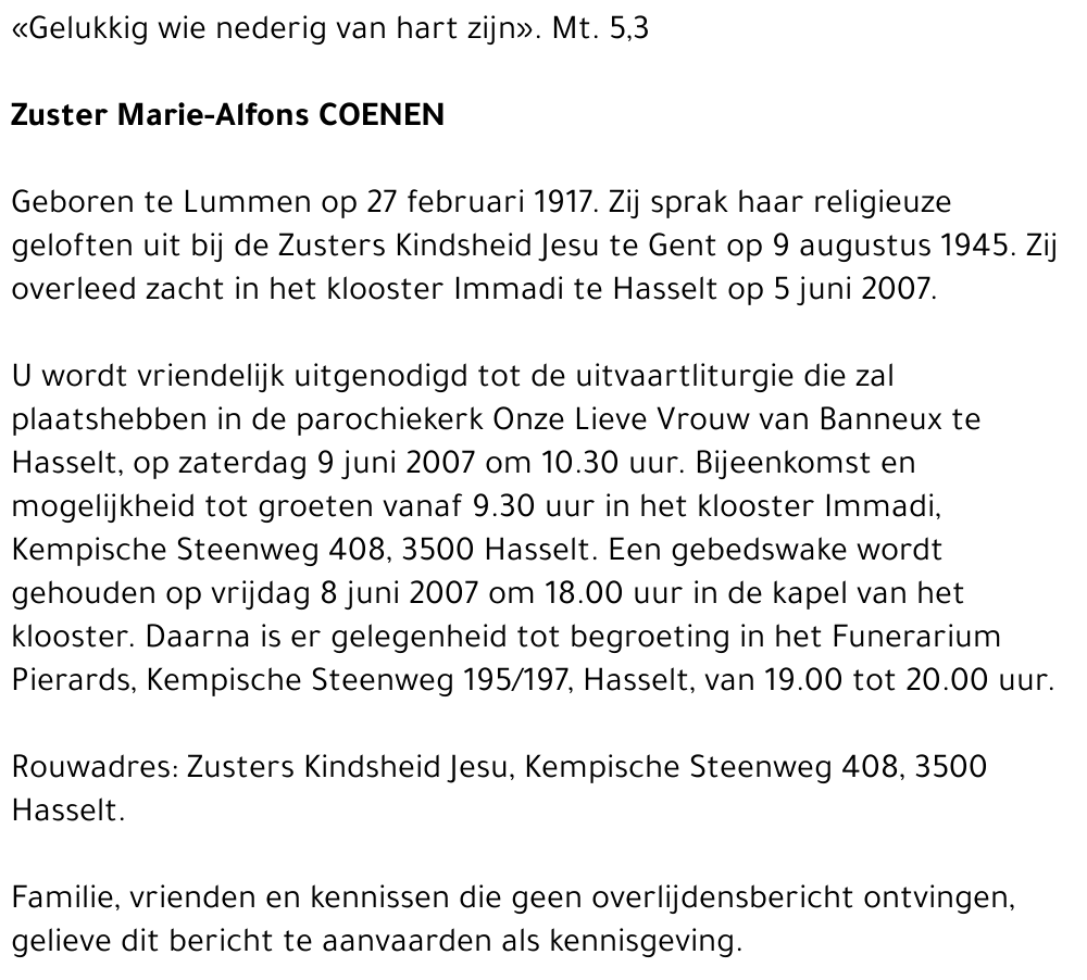 Zuster Marie-Alfons Coenen