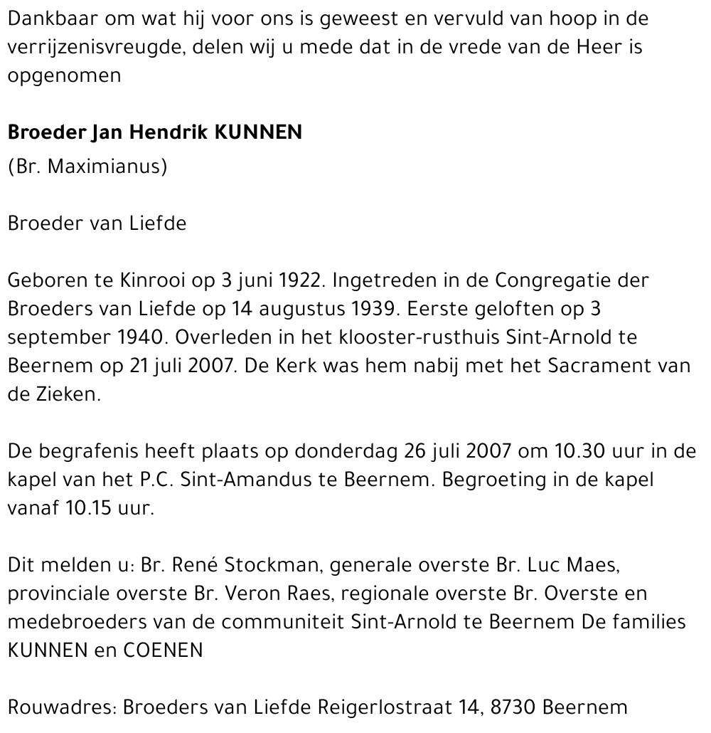 Broeder Jan Hendrik Kunnen