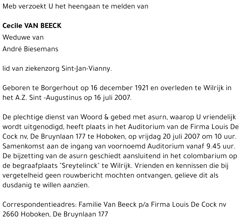 Cecile Van Beeck