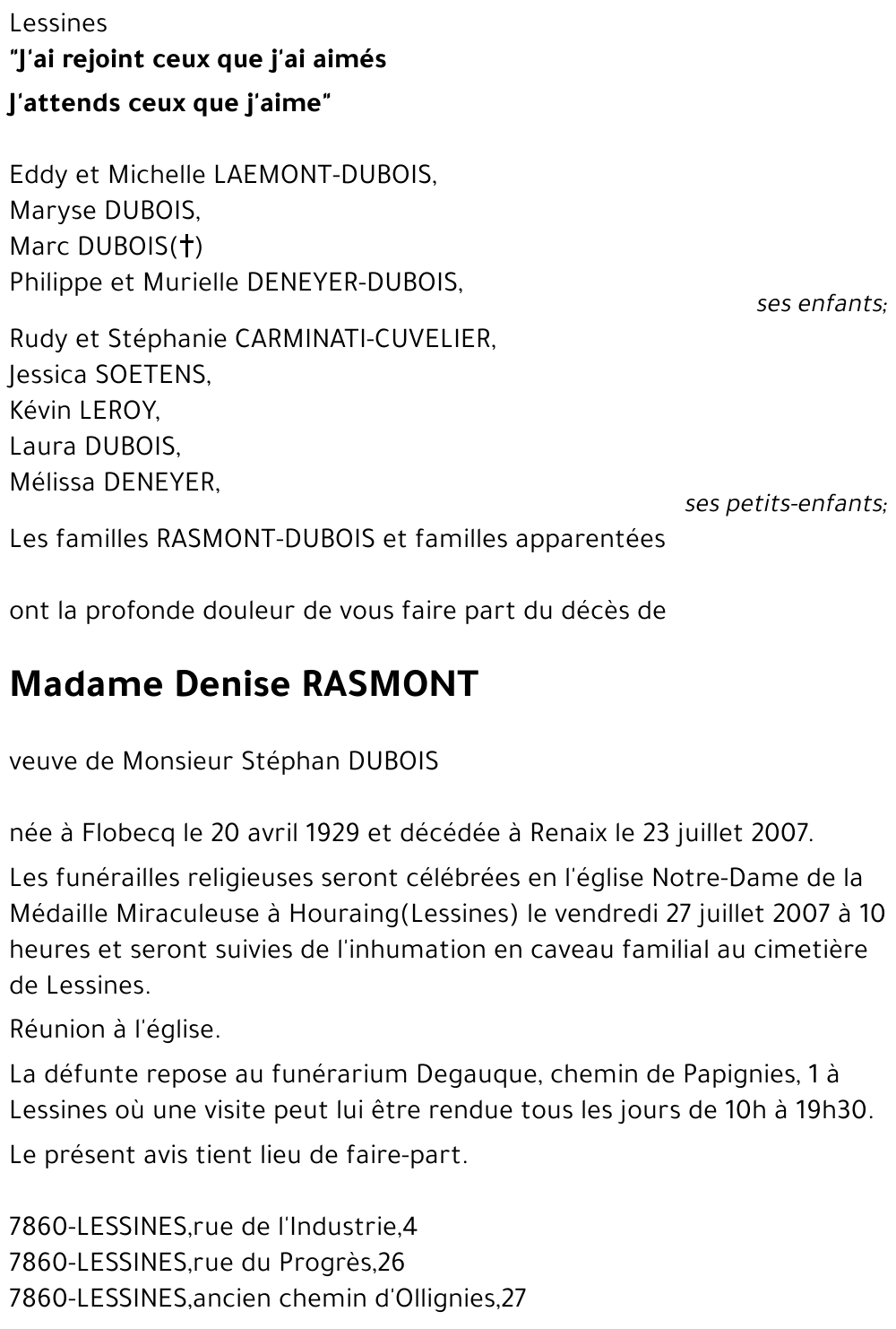 Denise RASMONT