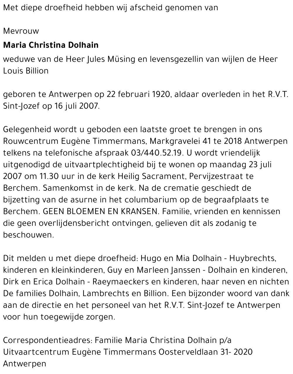 Dolhain Maria Christina