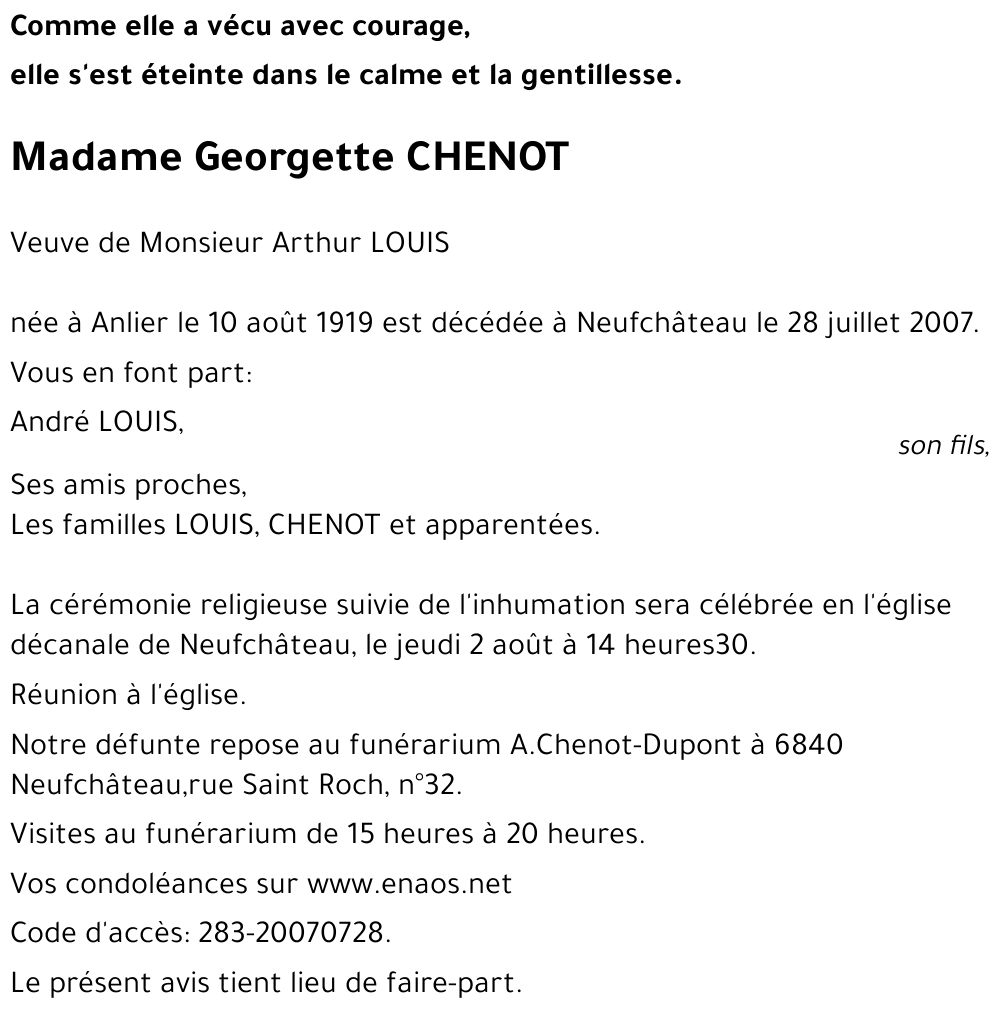 Georgette CHENOT