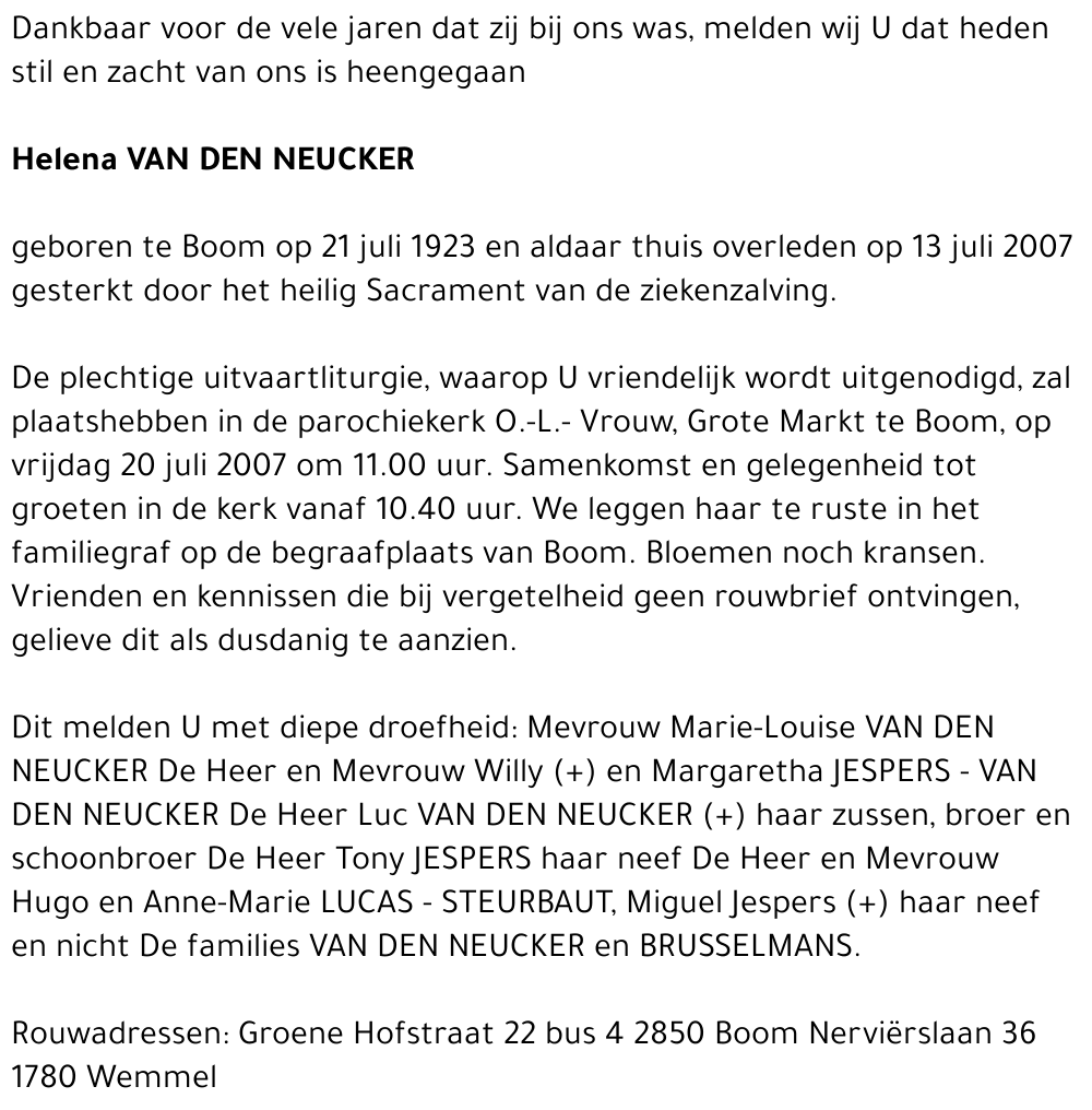 Helena Van Den Neucker