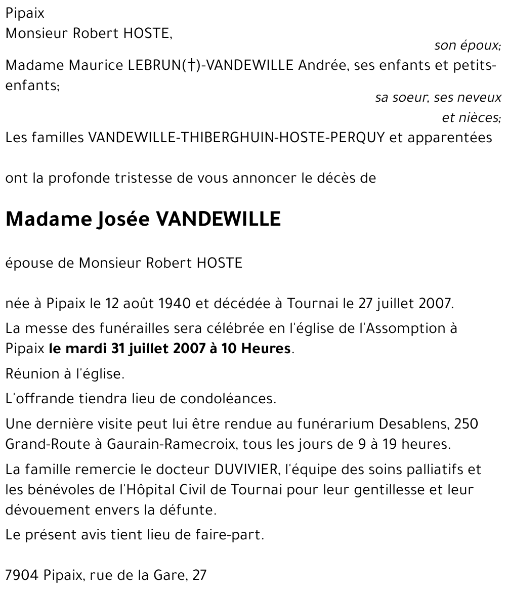 Josée VANDEWILLE