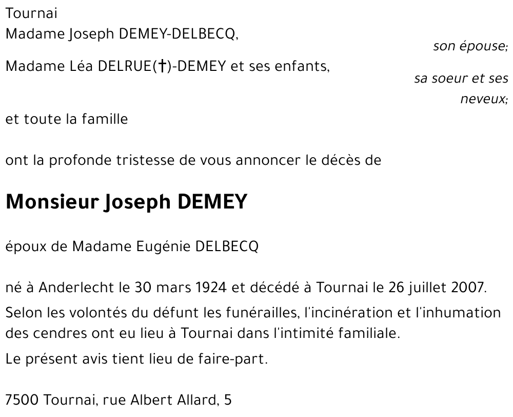 Joseph DEMEY