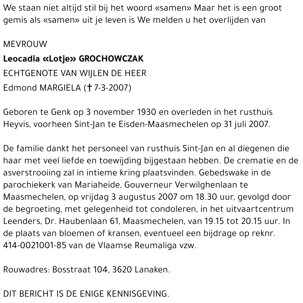 Leocadia 'Lotje' Grochowczak