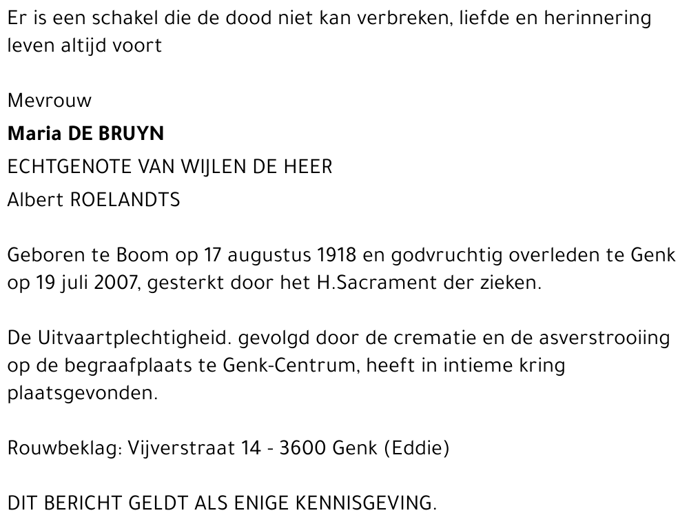 Maria DE BRUYN
