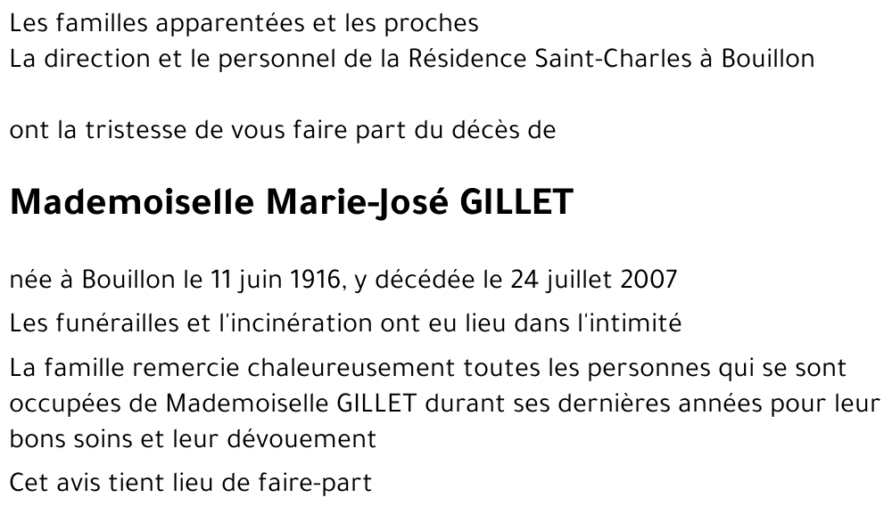 Marie-José GILLET