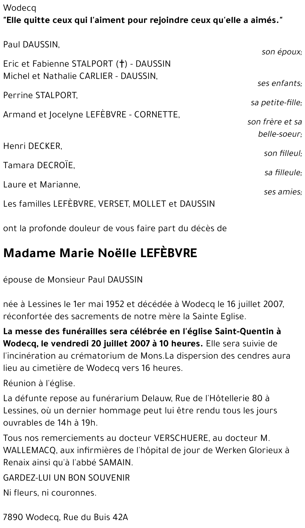 Marie Noëlle LEFÈBVRE